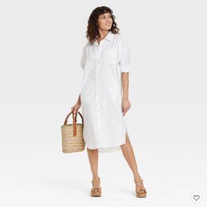 Long Sleeve Button-Down Midi Shirtdress - Universal Thread™ - White, Small